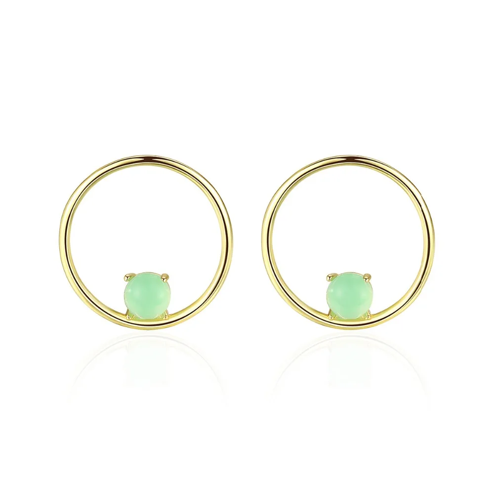 INALIS 925 пробы серебряные ювелирные изделия серьги гвоздики Круглый Круг с зеленым