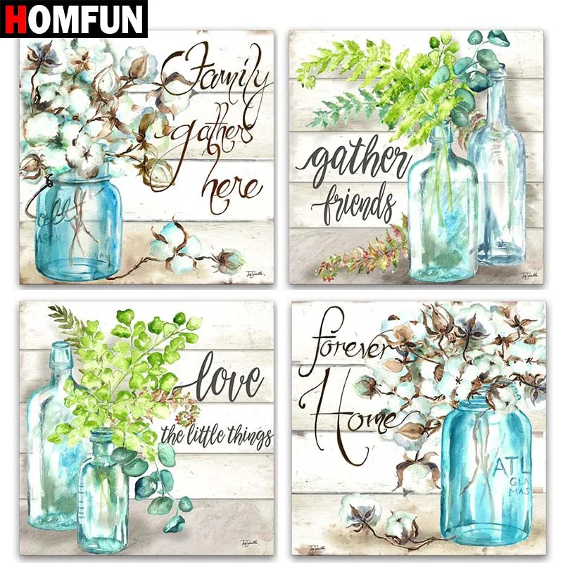 

HOMFUN Full Square/Round Drill 5D DIY Diamond Painting "flower home" 3D Diamond Embroidery Cross Stitch 5D Home Decor bk01