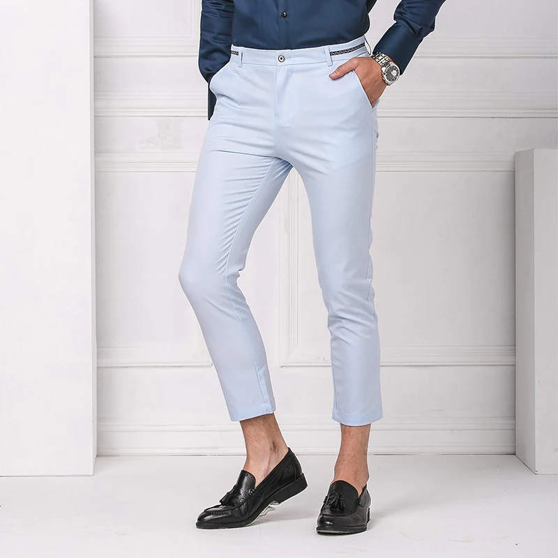 High-end Men Ankle-Length Pants Casual Mens Business Trousers 2017 New Fashion Designer Korean Slim Fit Pant Big Size 28-36 | Мужская