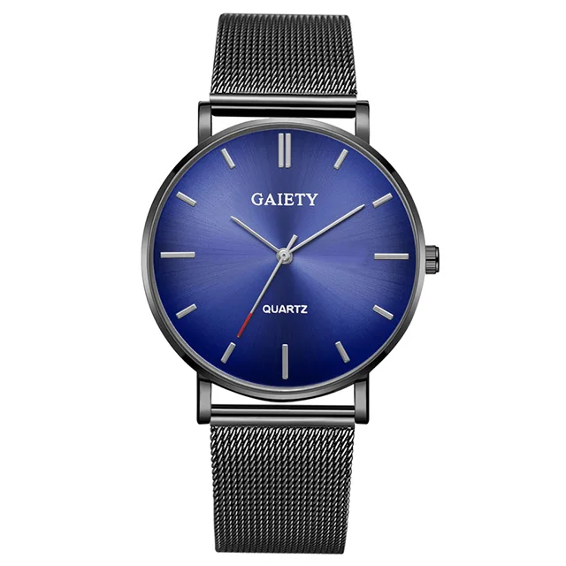 black blue silver Мужские градиентные часы Aurora Модные мужские s часы лучший бренд класса люкс ультра тонкие кварцевые мужские наручные часы повседневные сетчатые стальные мужские часы - Цвет: black blue silver