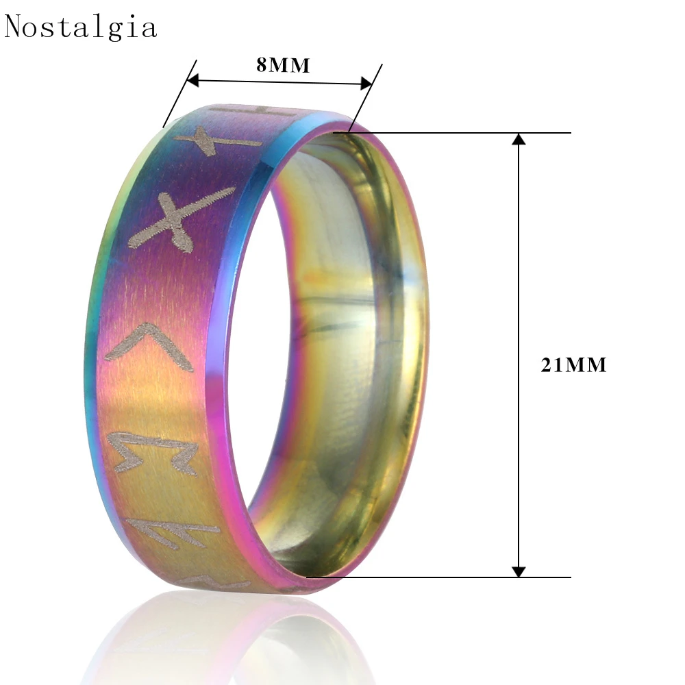 Stainless Steel Viking Rune Ring with Elder Futhark Runes Wedding Jewelry for man women Lover gift Dropshipping | Украшения и