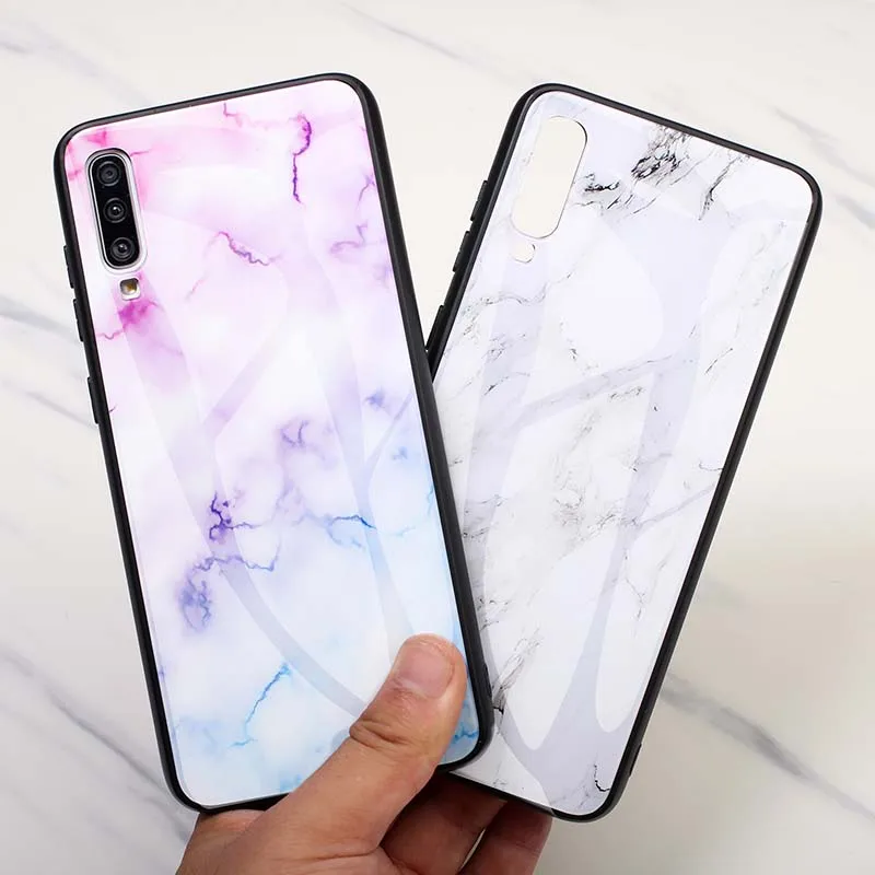 Чехол из мраморного стекла для Samsung Galaxy A70 A 20 30 50 51 71 M стильное закаленное стекло с