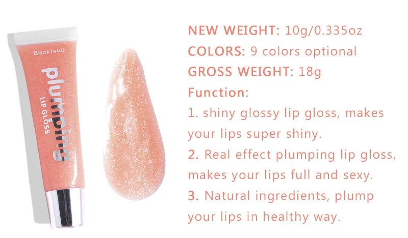 9 Colors Makeup Shiny Lip Gloss Crystal Jelly Lip Enhancement Liquid Lip Plumper Moisturizer Plump Volume Tint Lip Glaze TSLM1