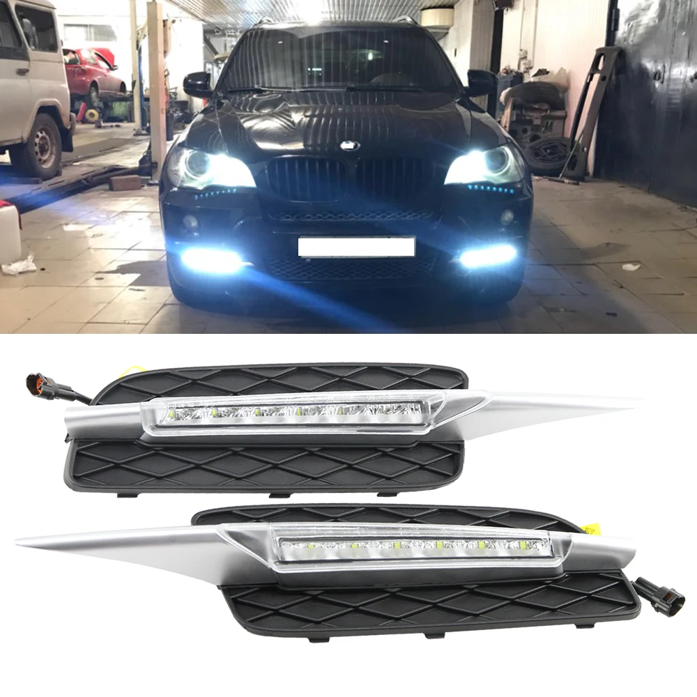 Автомобильные дневные ходовые огни 12 В светодиодные ДХО для BMW X5 E70 2007 2009 набор