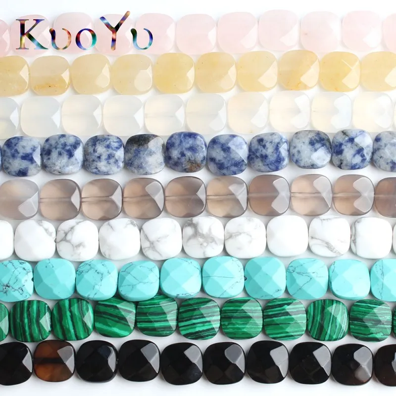 Натуральные граненые квадратные Агаты кварцевые бусины из нефрита россыпью для