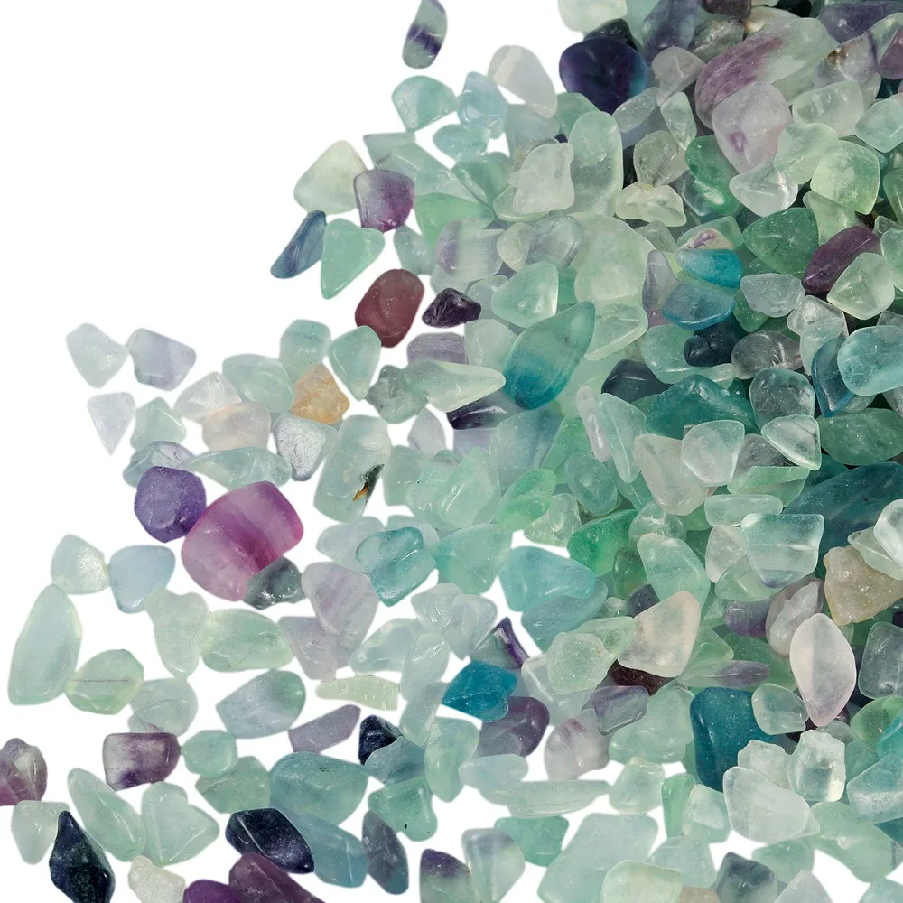 

TUMBEELLUWA 1lb (460g) Natural Fluorite Tumbled Stone Chips Stone Crushed Crystal Quartz Pieces Irregular Shaped Stones