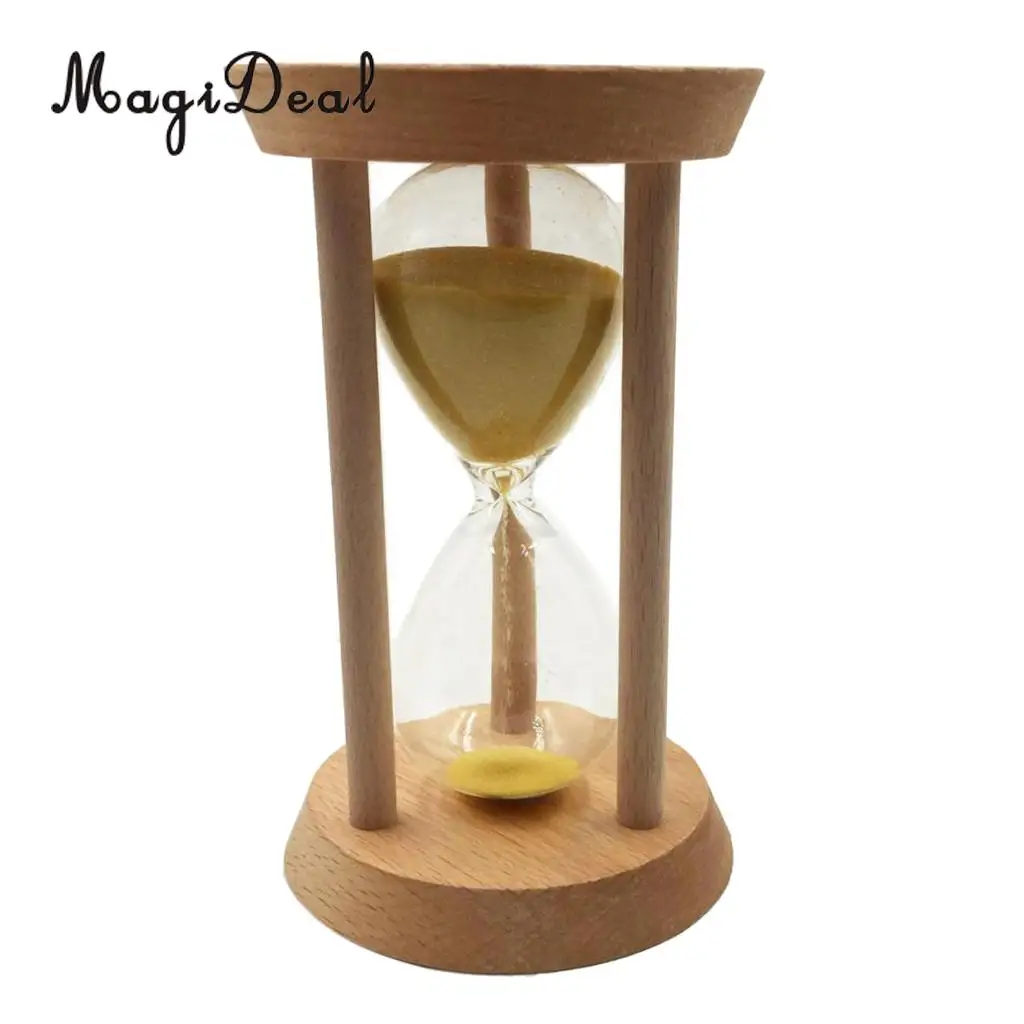 Round Shape Sand Glass Hourglass 15 Mins Oblique Wood Timer Kitchen Cooking Utensils Home Desk Bookshelf Decoration Yellow | Дом и сад