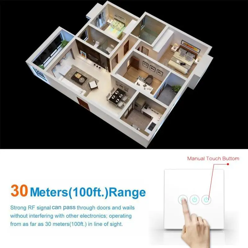 LEMAIC Wireless Lights Switch Kit 3CH 433MHz RF Remote Control Light No Wiring App Required Contains Panal | Обустройство дома