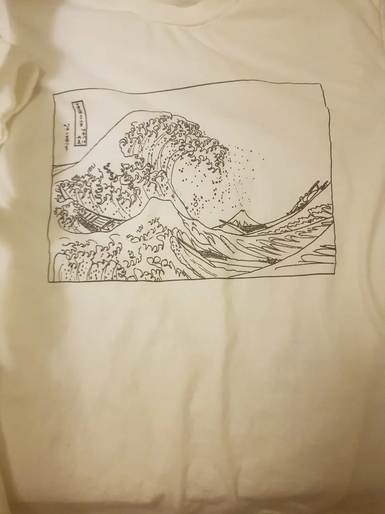 Hahayule Мужская футболка унисекс винтажная модная Hokusai волнистая Tumblr гранж белая с