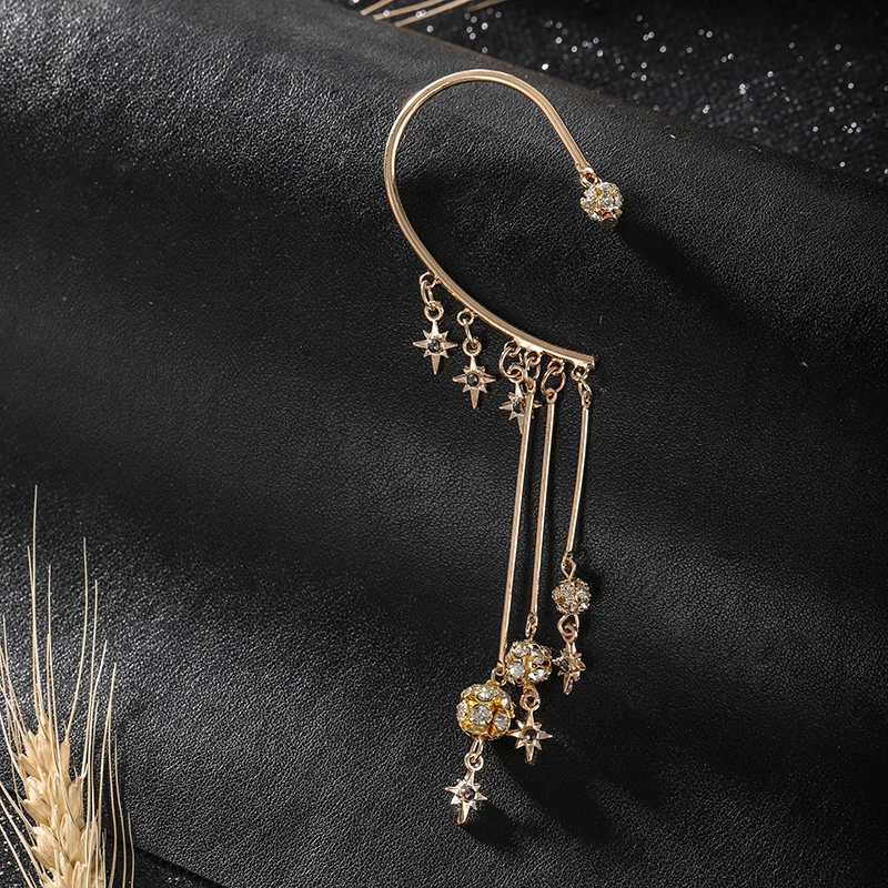 1 шт. Boho перо кисточкой Длинные ушные крючки Серьги Горячая Распродажа Мода для женщин Девушка платье ювелирные изделия клипсовые манжеты клипсы