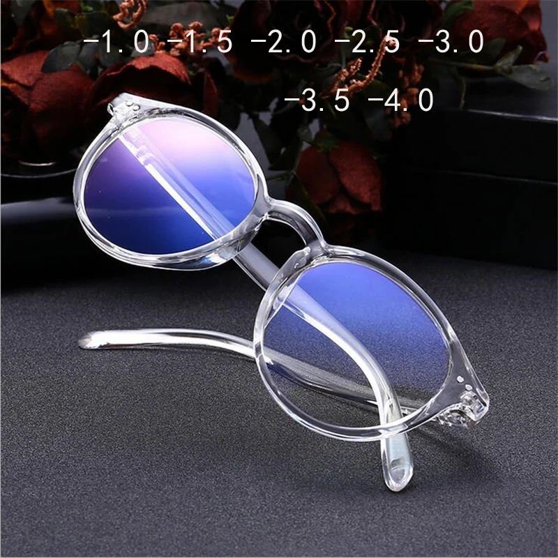 -1 -1.5 -2 -2.5 -3 -3.5 -4 Rivets Myopia Glasses with degree Women Men Short-sight Nearsighted Eyeglasses Black and Transparent |