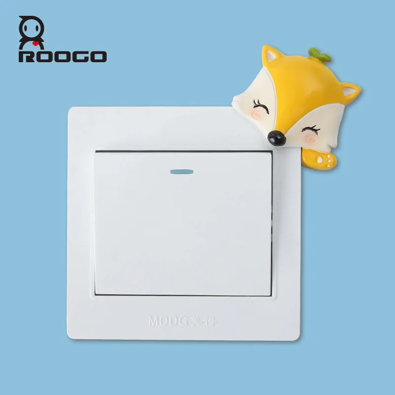 3D наклейки Roogo из смолы с милыми животными переключатели для дома настенное