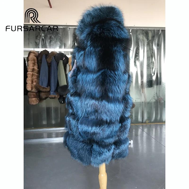 Женское меховое пальто FURSARCAR роскошная зимняя куртка из натурального меха