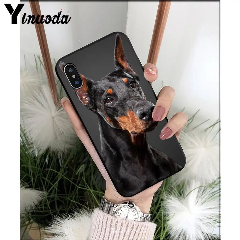 Yinuoda черный такса собака добермана ТПУ мягкий чехол для телефона Apple iPhone 8 7 6S Plus X XS MAX 5 5S SE XR мобильный чехол