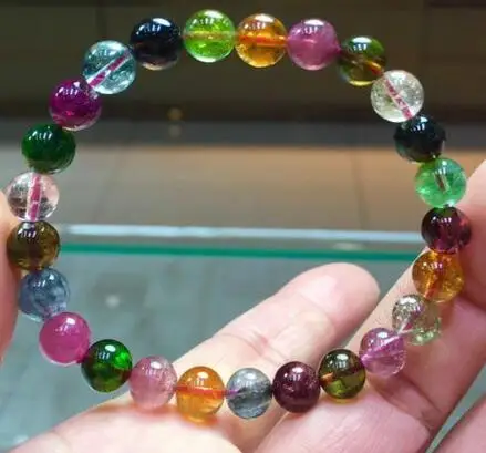 7 мм натуральные разноцветные кварцевые синие турмалиновые Хрустальные Бусины