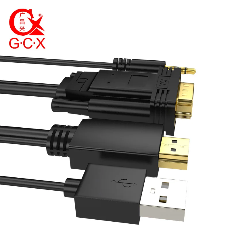 GCX HDMI-VGA кабель 1080P конвертер высокого разрешения адаптер папа-папа HDMI2VGA с аудио