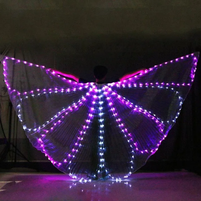 Rose-white butterfly Светодиодный реквизит для танца живота, крылья Isis, Красочный светодиодный реквизит для выступлений на сцене, реквизит для взрослых и детей, аксессуары для танцев с палочками - Цвет: Rose-white butterfly