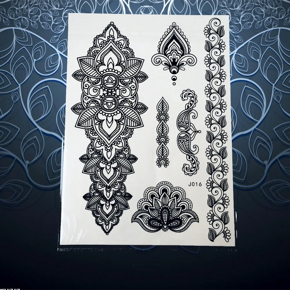 1PC Sexy Temporary Tattoo Sticker Lace Bowknot Pattern Black Henna Flower Waterproof Bracelet Women Jewel Bow Tie PBJ020 | Красота и