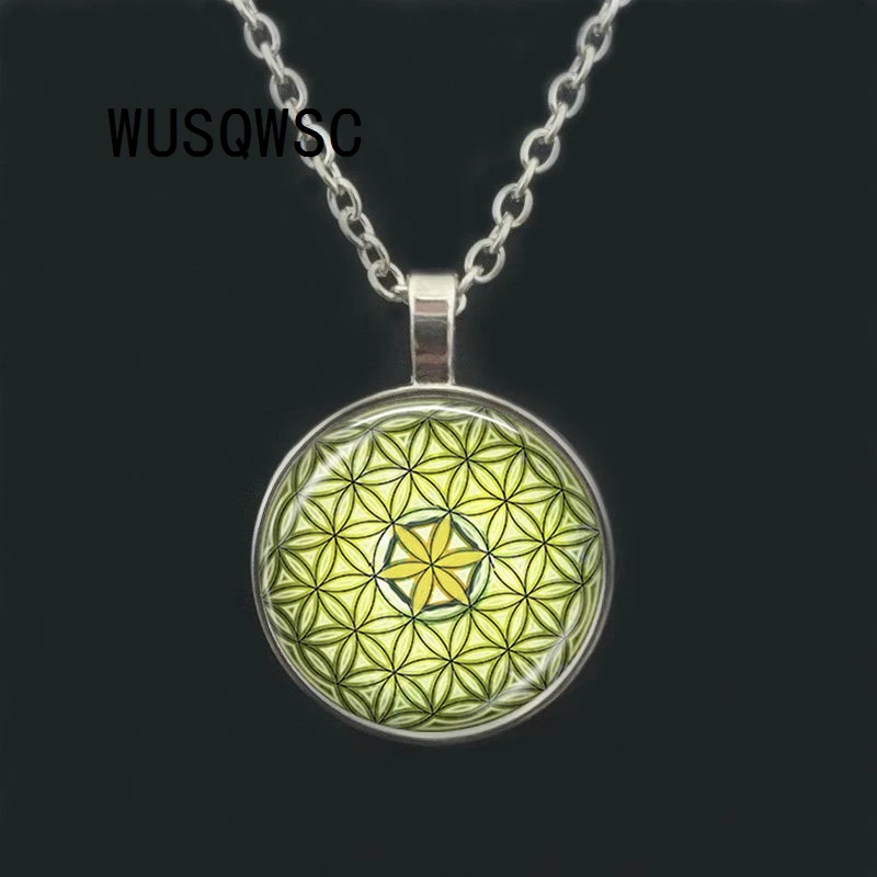 Wusqwsc цветок жизни Цепочки и ожерелья Ом чакра кулон Мандала сакральная Геометрия