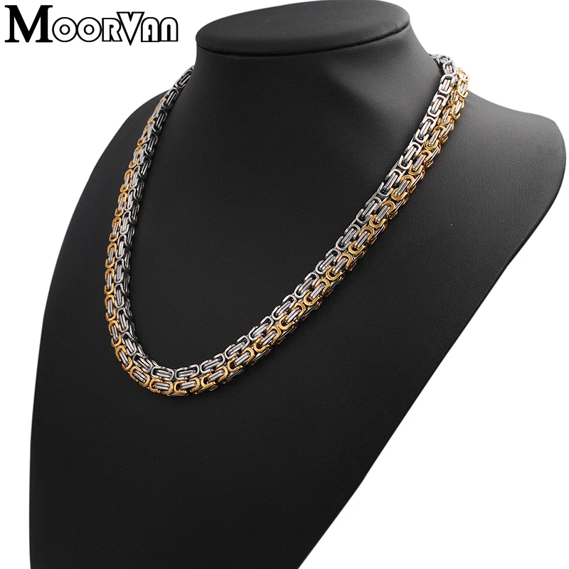 Moorvan, 55 см, 5,5 мм, Византийская Коробка, звенья, цепочка, ожерелье для мужчин,, нержавеющая сталь, ожерелье, Ретро стиль, для мальчиков, вечерние, ювелирное изделие, подарок, VN203