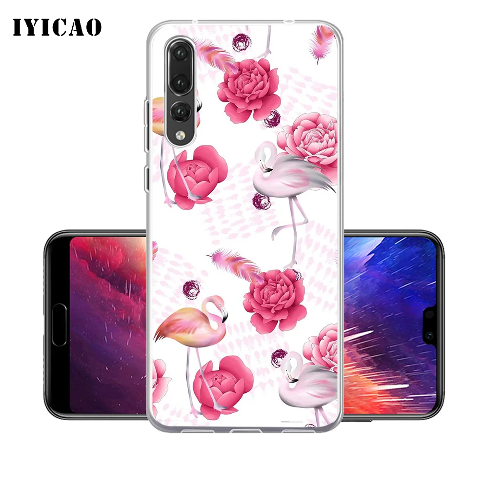 IYICAO Luxury Flamingo Flower Soft Silicone Phone Case for Huawei P30 P20 Pro P10 P9 P8 Lite P Smart TPU Cover | Мобильные телефоны