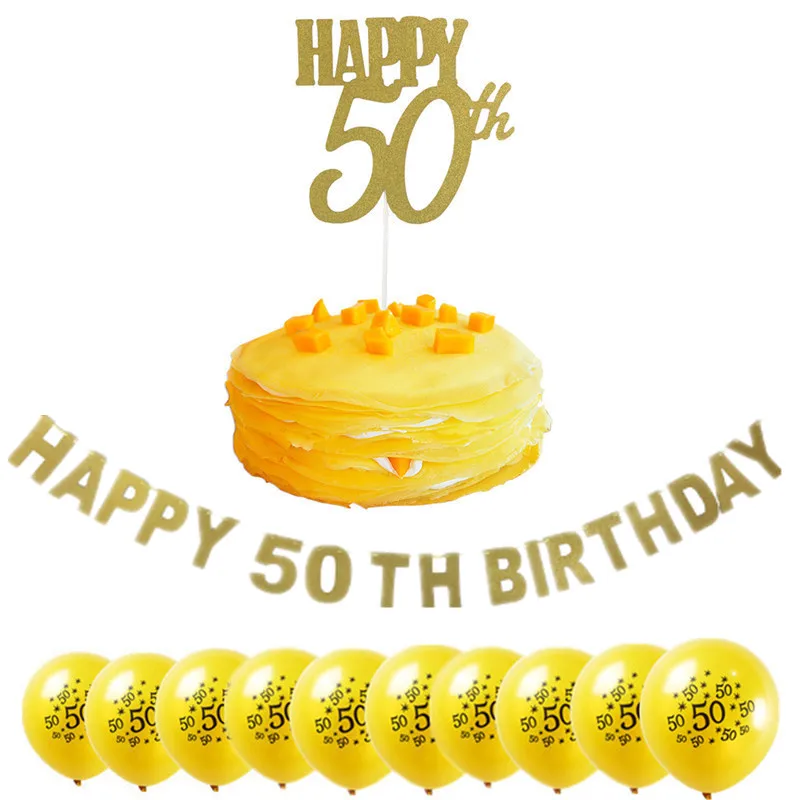 Веселые украшения на день рождения с надписью HAPPY 50th баннеры для душа ночные