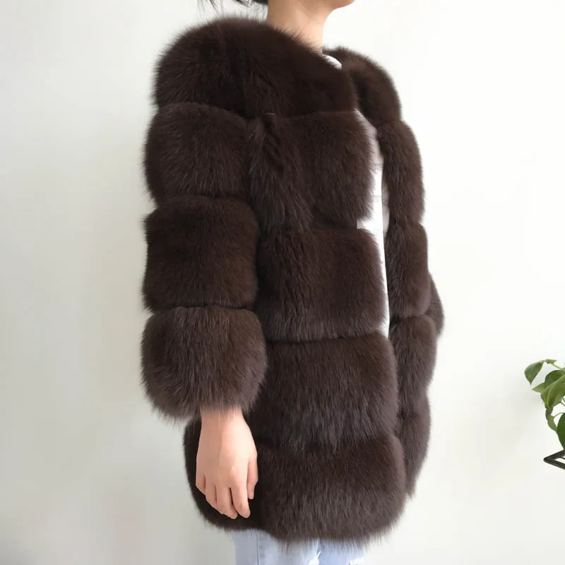 Женское зимнее пальто женская куртка из натурального Лисьего меха с мехом