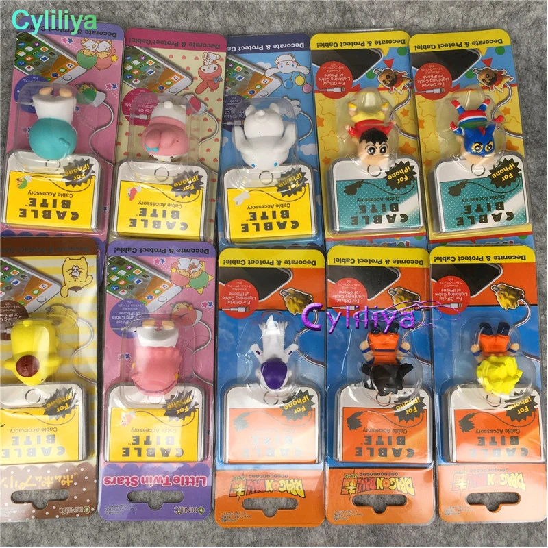 30 шт. кабель Bite Zoro Chopper Luffy ELMO kitty Shnnosuke Doraemon мультфильм животное укуса протектор