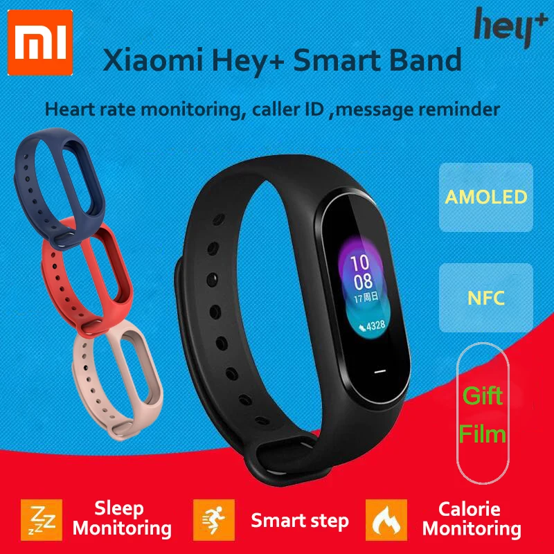 В наличии Xiaomi Hey Plus Smartband 0 95 дюймов AMOLED цветной экран встроенный
