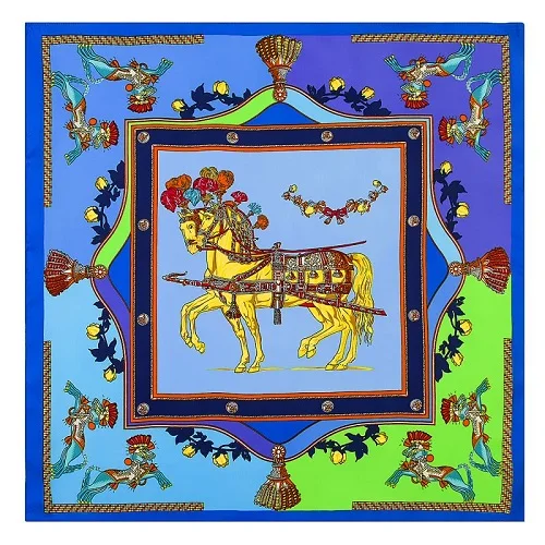 horse blue POBING шелковый шарф для женщин с принтом глаз монстра Шелковый Платок женский шейный платок маленькая бандана квадратные шарфы женские аксессуары 60*60 см - Цвет: horse blue