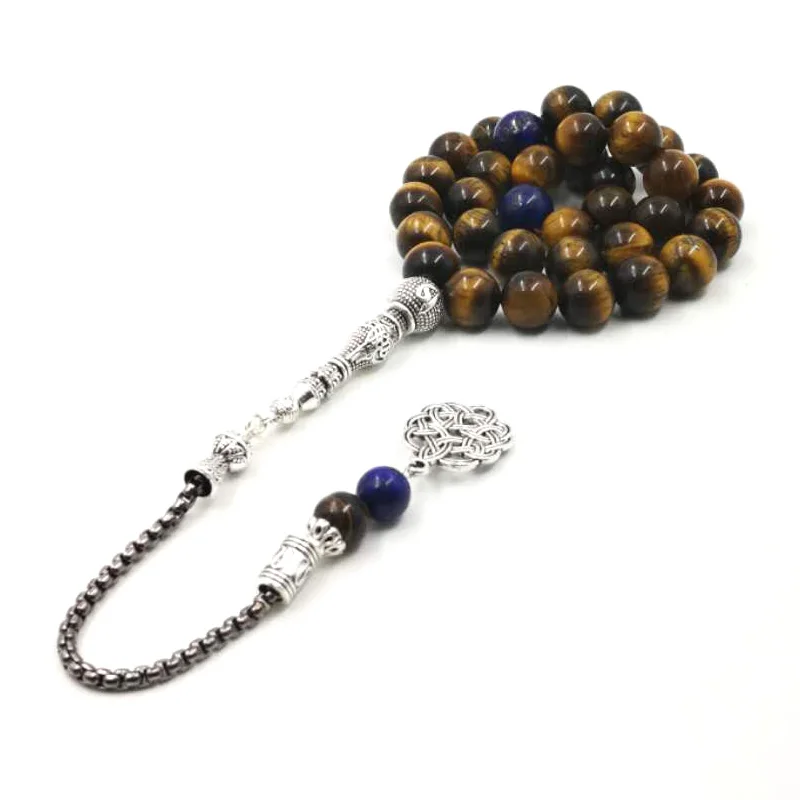 Новый стиль мужской Tasbih натуральный тигровый глаз с лазуритом мусульманские