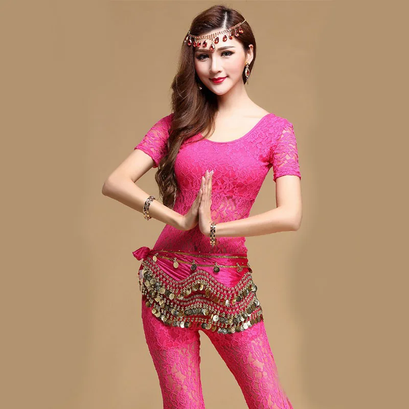 Новый сексуальный кружевной костюм для танца живота из 3 предметов Болливуда