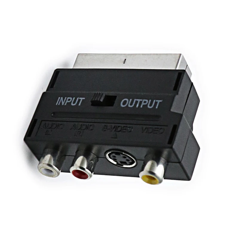 Переходник SCART в 3 RCA композитный Phono адаптер золотой переключатель