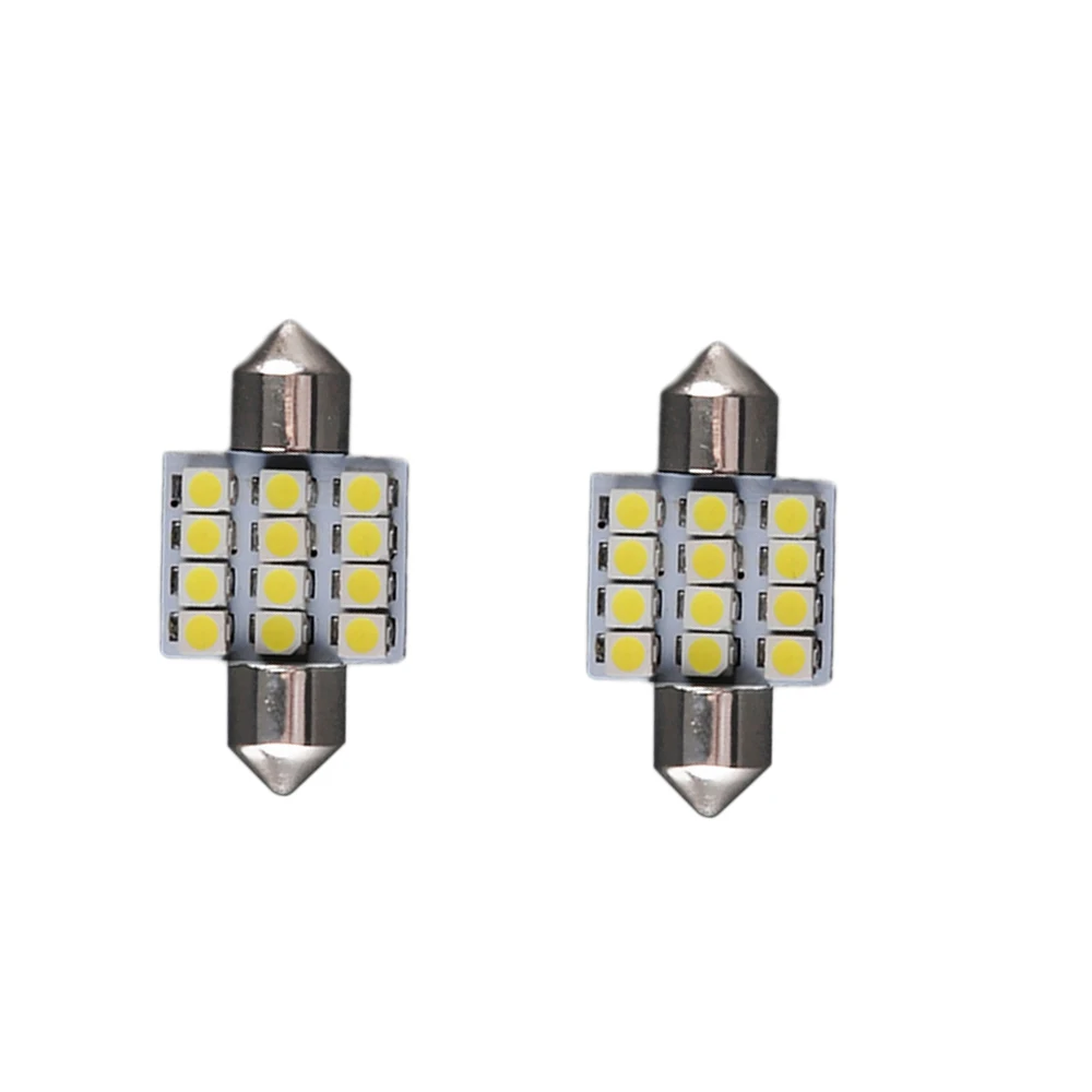 4 X чистый белый 31 мм 12SMD гирлянда 12 SMD чипы 3528 светодиодный лампочка C5W C10W