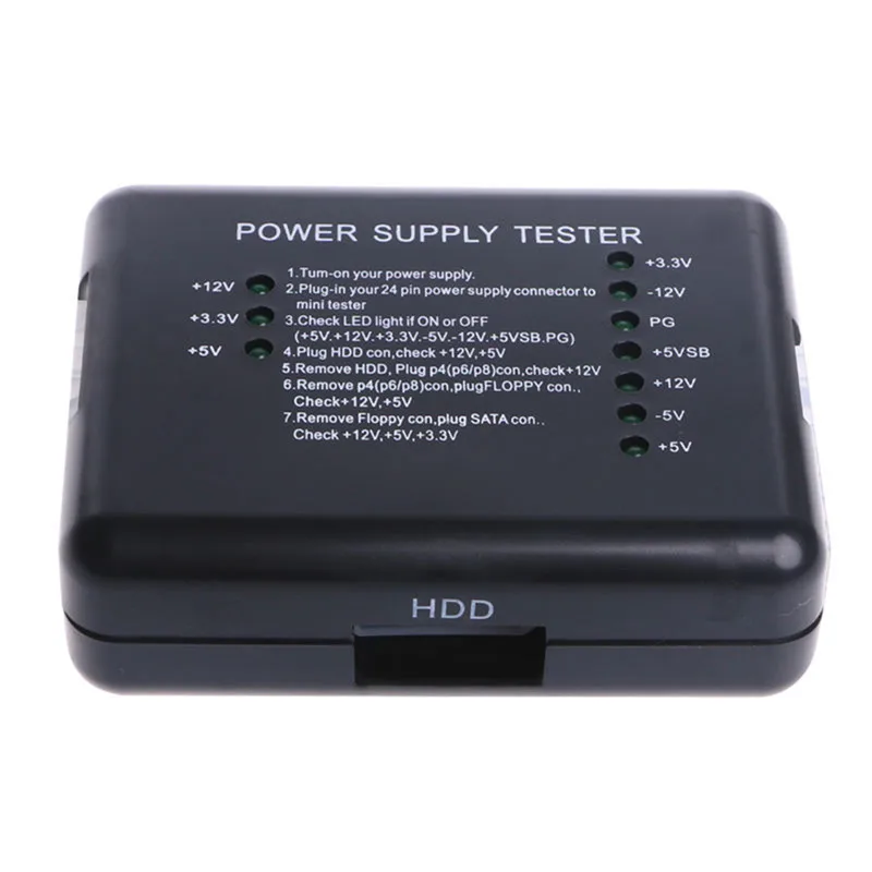 Тестер электропитания ATX 1 шт. черный с разъемами 20/24 Pin SATA Molex HDD для PSU PC|Тестеры