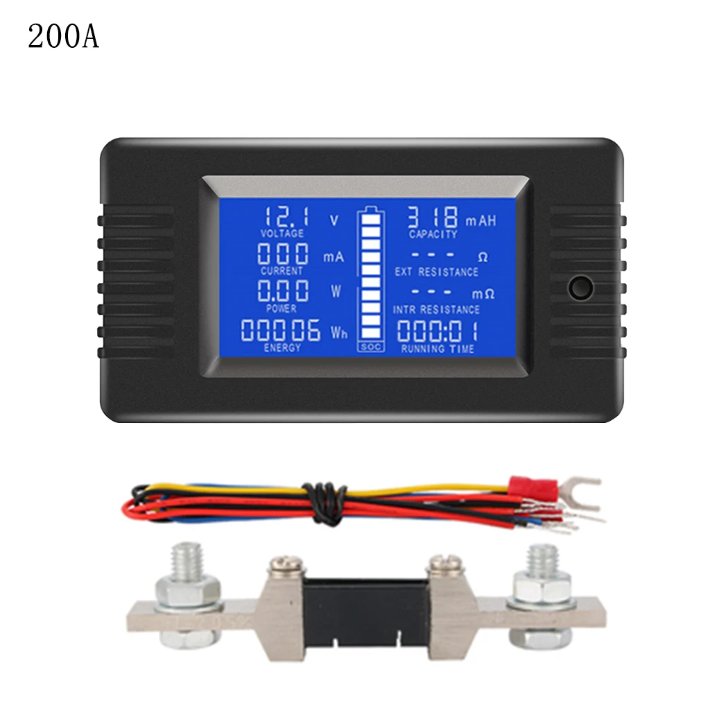 200A 0-200 в 50A/100A/200A/300A тестер емкости батареи монитор напряжения тока Сопротивление Емкость ватт Мощность счетчик энергии - Цвет: 200A