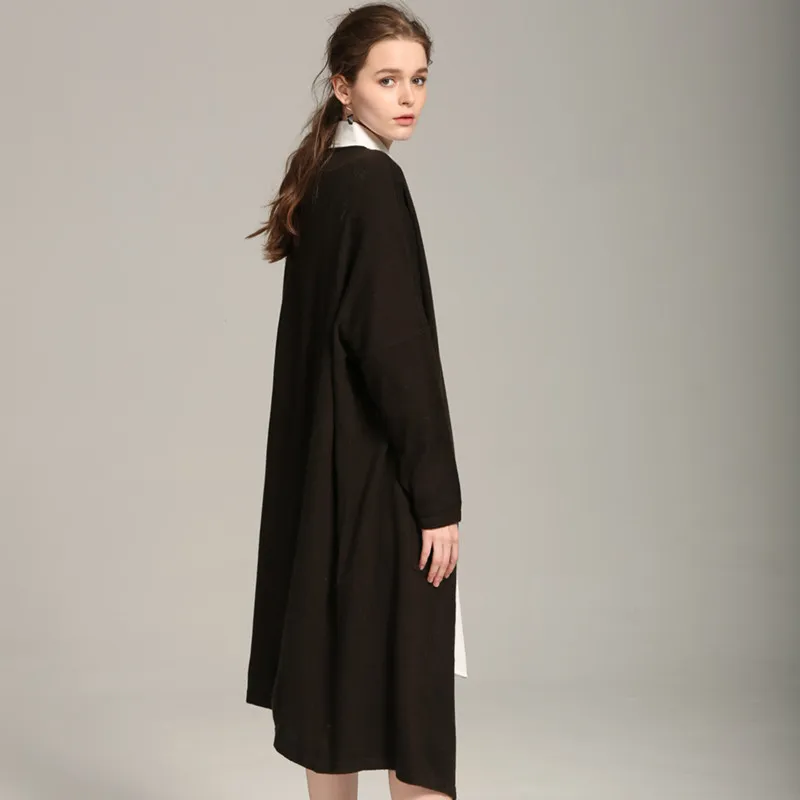 JECH новый модный 2017 осенний светло-голубой черный кардиган женский свитер