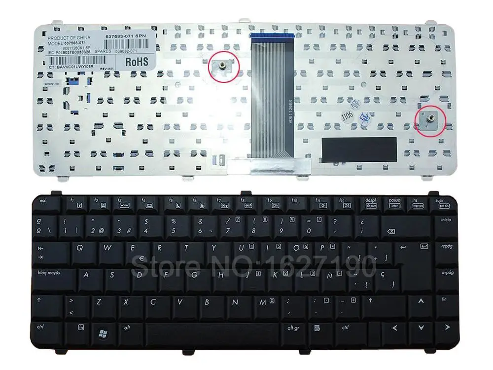 

SP/Spanish Laptop Keyboard For COMPAQ 510 511 610 615 BLACK PN: 537583-071 V061126CK1 Repair Notebook Computer