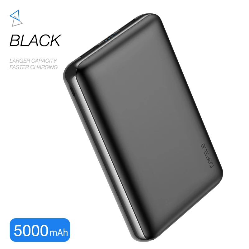 CAFELE 2 стиль ультра тонкий внешний аккумулятор для iPhone samsung Xiaomi huawei Универсальное портативное зарядное устройство двойной usb type C тройной выход - Цвет: Black 5000mAh