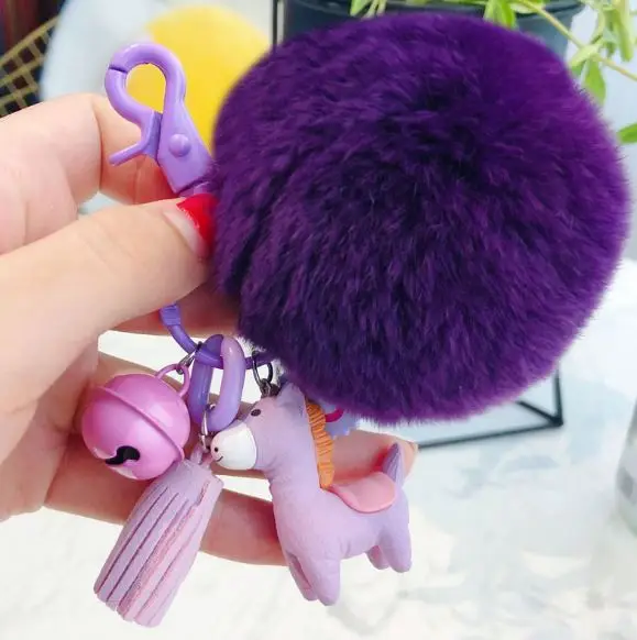 1 шт. милые животные Альпака Alpacasso меховой шар пушистый брелок для ключей брелок кольцо для ключей для девочек плюшевая игрушка - Цвет: alpaca keychain 8