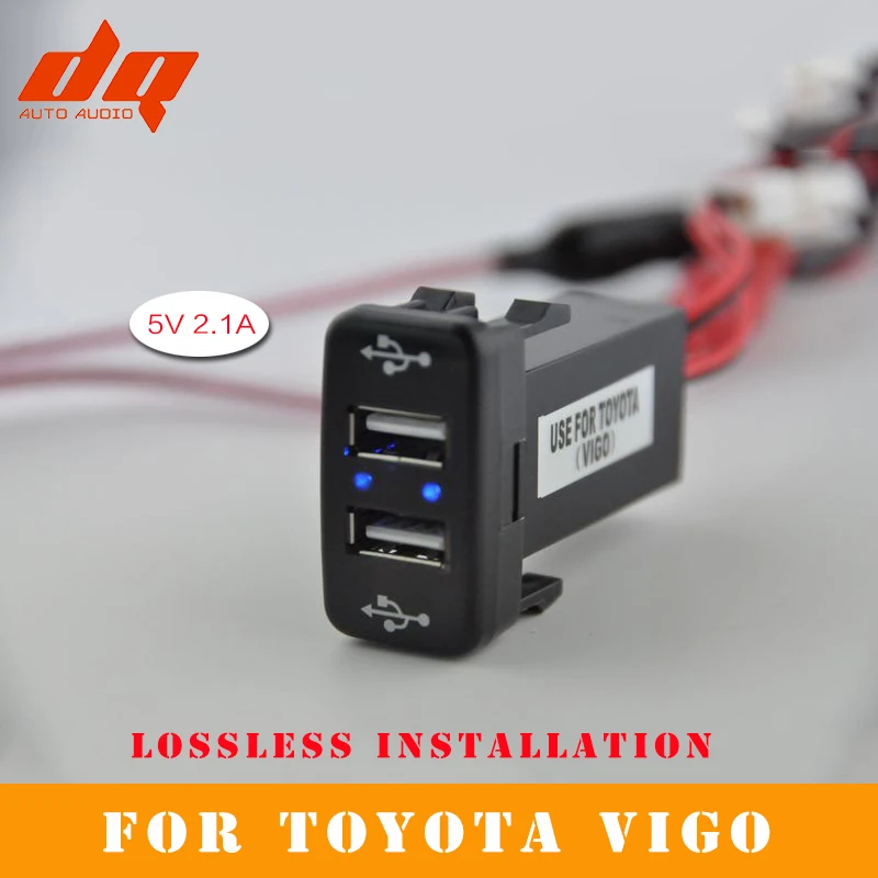 Зарядное устройство с двумя USB портами для Toyota VIGO адаптер интерфейсом автомобиля