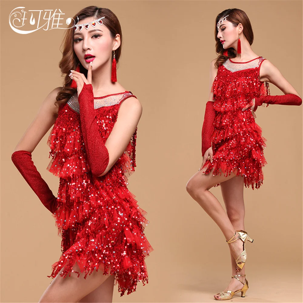 2019 New Tango Dress Sequins Ballroom Dancing for Women Latin Dance Costumes Sale Rumba Dresses | Тематическая одежда и