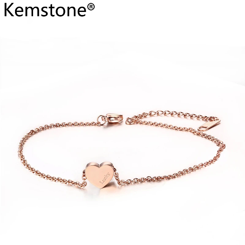 Kemstone Sweet Heart Stainless Steel Rose Gold Color Anklets Jewelry Gift For Girls | Украшения и аксессуары