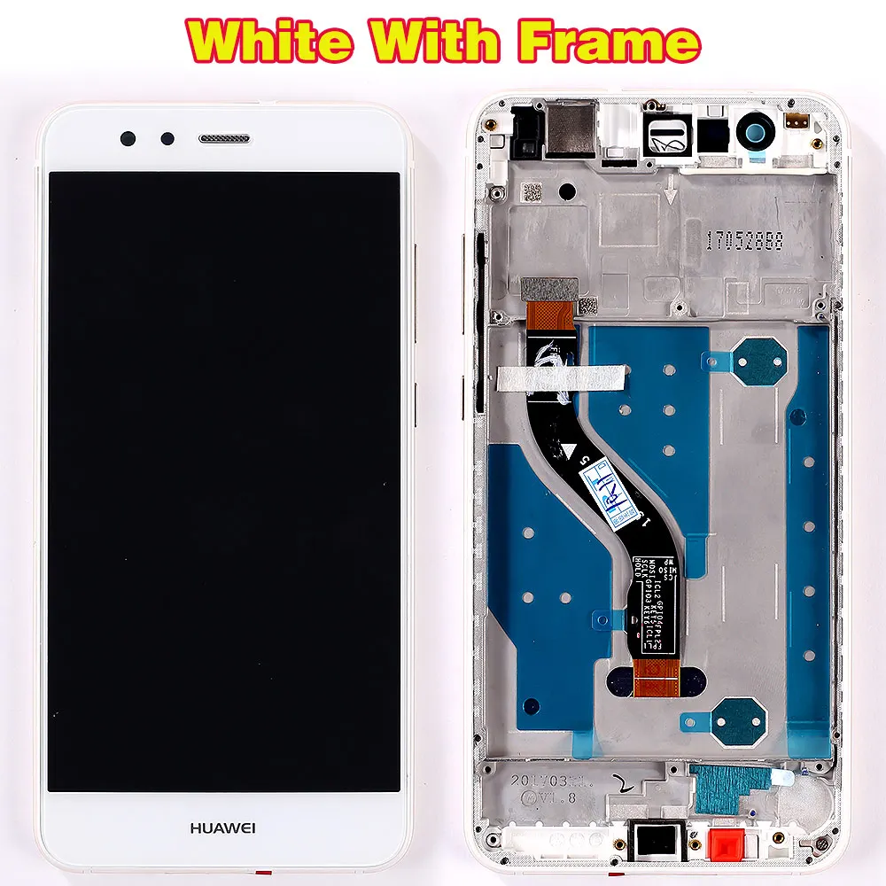 White with Frame Huawei 5,2 дюймов ЖК-дисплей для huawei P10 Lite 1920*1080 кодирующий преобразователь сенсорного экрана в сборе черная рамка с бесплатным закаленным стеклом - Цвет: White with Frame
