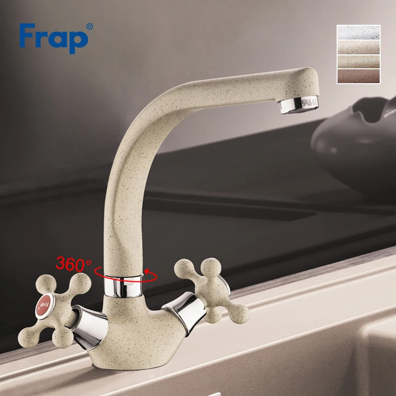 frap spray painting kitchen faucet sink cold and hot water mixer tap double handle 360 rotation tapware torneira cozinha f5408 free global shipping