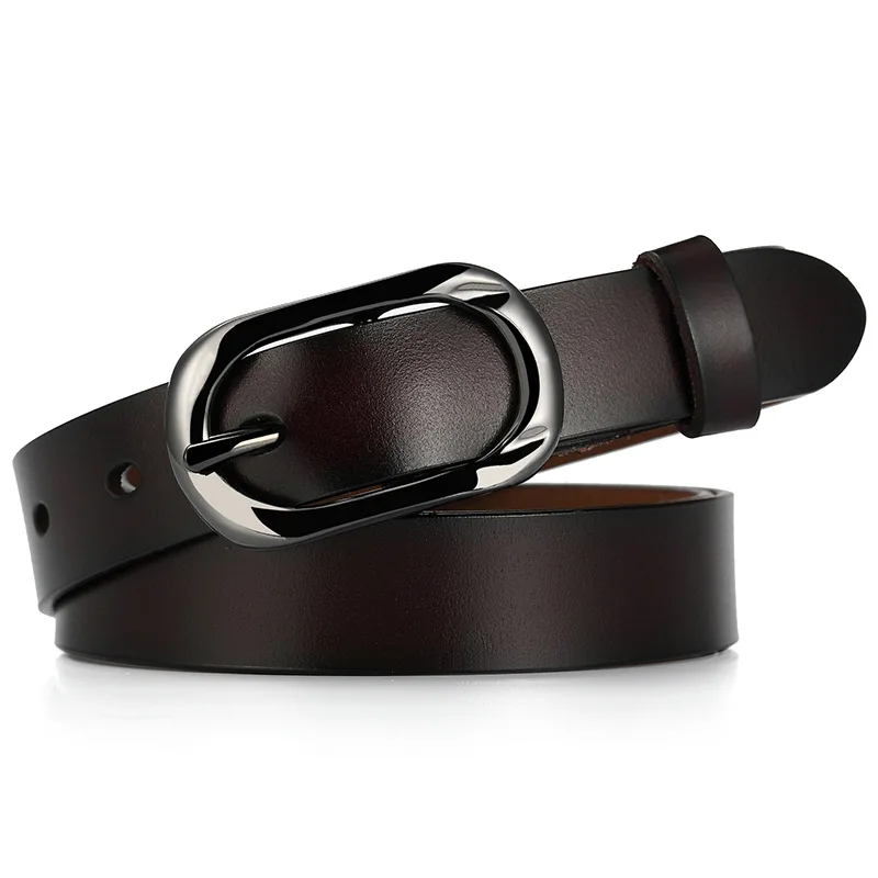 Dark Brown Модные женские ремни из натуральной кожи брендовые ремни женские пряжки с булавкой винтажные для джинсовой юбки пояс с пряжкой Ceinture Femme - Цвет: Dark Brown