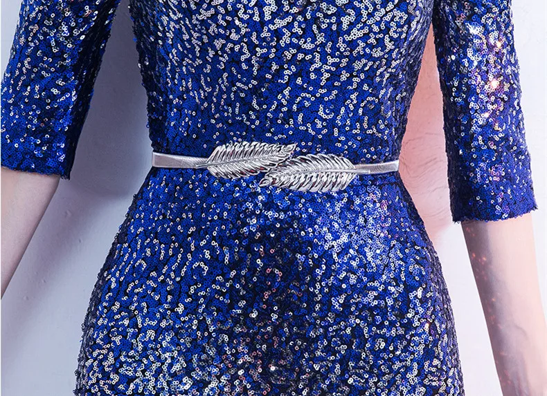 JaneVini Элегантные градиентные синие трапециевидные длинные платья для выпускного