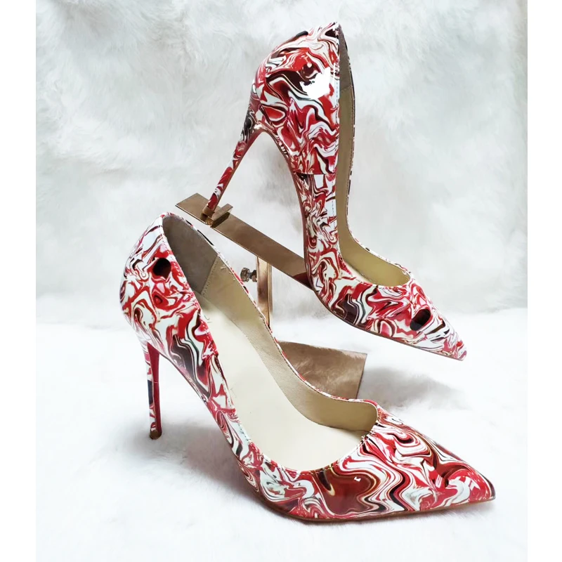 Женские вечерние туфли из натуральной кожи с ярким принтом размеры 34-45 | Обувь