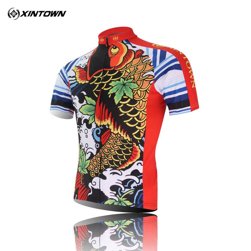 Мужская велосипедная одежда XINTOWN с принтом альпинама коротким рукавом Джерси