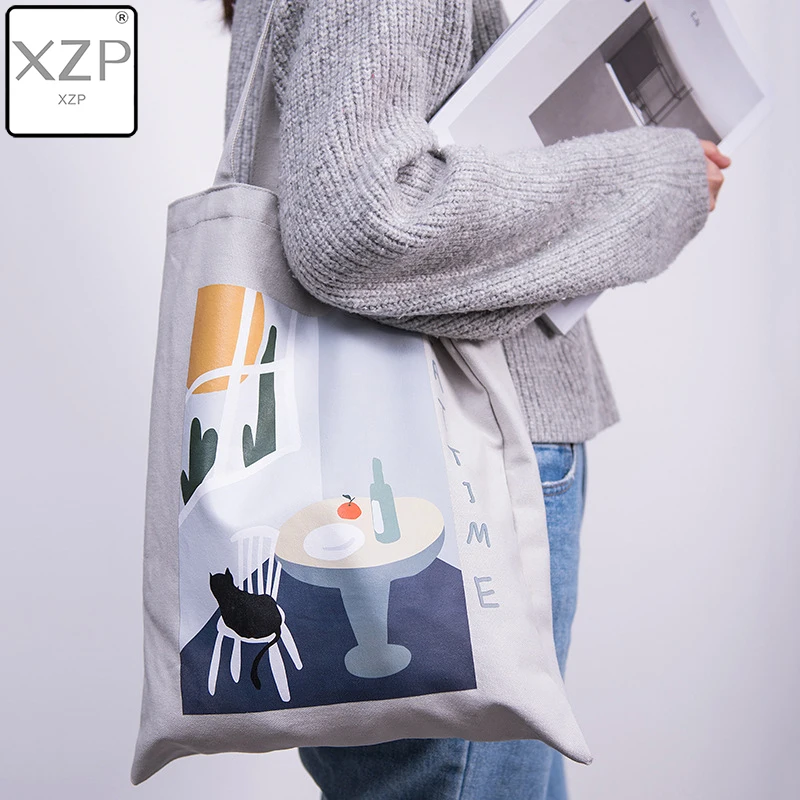 XZP 2019 женские холщовые сумки шоппинг Экологически чистая многоразовая складная
